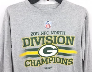 REEBOK Green Bay Packers 2011 Division Champions Gray Long Sleeve T-Shirt Size M - Picture 1 of 10