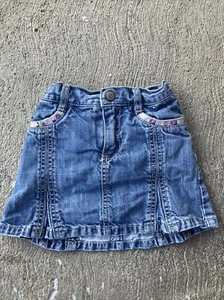 Gymboree Girls Denim Skirt Sz 5 Jean Vintage Flowers adjustable waist - Picture 1 of 9