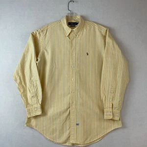 Ralph Lauren Shirt Mens 16.5 34 Yellow Stripe Oxford Button Down Long Sleeves - Picture 1 of 13