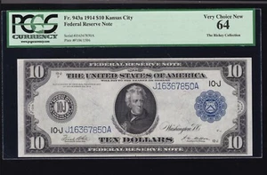 US 1914 $10 FRN Kansas City FR 943a PCGS 64 (850) - Picture 1 of 2