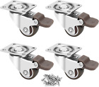 1-Inch Casters Set of 4, Small Low Profile Caster with Locking Brake & 360 Plat