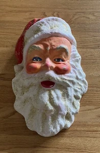 VTG Papier -Mâché, Santa Claus Head Wall Hanging 17 inch Glitter Christmas READ - Bild 1 von 5