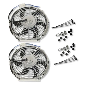 Paquete de 2 Radiadores Eléctricos Universal Cromo 10" Ventilador Push/Pull 12V y Kit de Montaje - Imagen 1 de 5