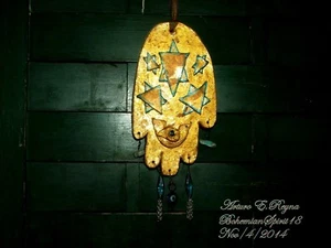 Arturo E.Reyna JEWISH STARS HAMSAH Against Evil Eye WALL HANGING PLAQUE - Picture 1 of 4