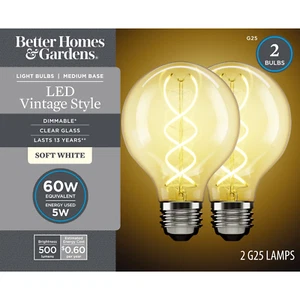 BHG LED Bulb, 5-Watt (60W Equivalent) G25 Vintage Style, E26 Base, Dimmable, Sof - Picture 1 of 12