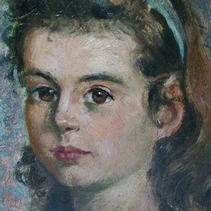 Akerhielm Kommer von Rolf 1910-1991 Portrait Mädchen mit türkisem Haarband - Bild 1 von 9