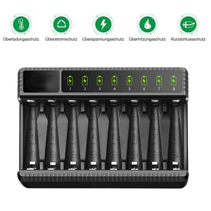 8 Slots Akku-Ladegerät für AA AAA Ni-MH Batterien Batterieladegerät universal DE - Bild 1 von 12