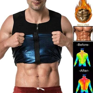 Men Waist Trainer Sauna Vest Sweat Body Shaper Polymer Premium Gym Workout Shirt - Picture 1 of 19