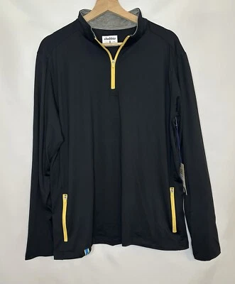 CHUBBIES Obsidian Black Yellow Quarter Zip Pullover Movementum Men's LARGE *NEW* - Image 1 of 4
