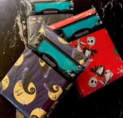 Set 3 NEW Disney Nightmare Before Christmas Vinyl Tablecloth (3) 60”x84” - Image 1 of 4