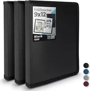 Art Portfolio 9X12 Folder - (Black, 3-Pack), Portfolio Folder for Artwork, 9 X 1 - Picture 1 of 7