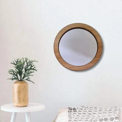 Wood Framed Round Mirror - Image 1 of 4