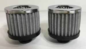 Pair Chrome Valve Cover Breathers, Push In Washable Filter, 1-1/4" Hole - Picture 1 of 5