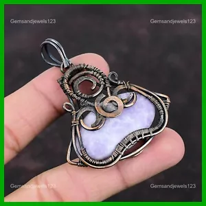Copper Third Eye Chakra Lepidolite Stone Wire Wrapped Birthday Pendant Jewelry - Picture 1 of 6