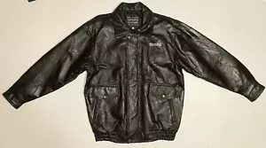 Vintage HARRAHS Casino Black Leather Jacket size 2X - Picture 1 of 20