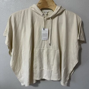 Garnet Hill Women’s S/M Cream French Terry Hoodie Hooded Poncho Sweatshirt NWT - Picture 1 of 6