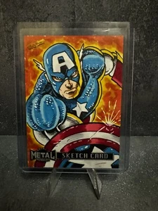 2024 Marvel Metal Universe Avengers Captain America 1/1 Sketch Ken Haeser - Bild 1 von 2
