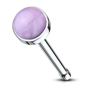 Nose Bone Ring w/Stone Amethyst 3mm Head 20 Gauge 1/4" Steel Body Jewelry - Picture 1 of 3