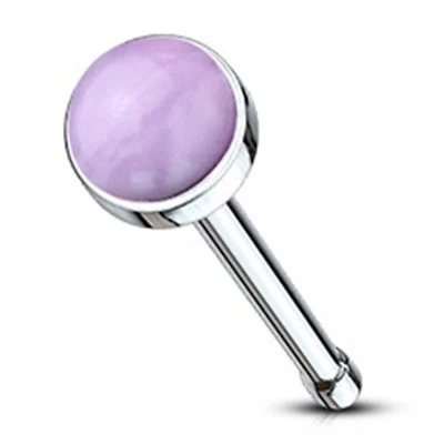 Anillo Hueso Nariz Piedra Amatista 3mm Cabeza Calibre 20 1/4" Acero  Foto 1 de 3