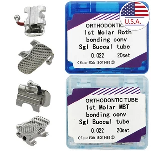 Kit de 20 tubos bucales de ortodoncia convertibles 022 Roth MBT 1er malla molar adhesiva - Imagen 1 de 26