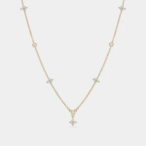 Dainty Four Petal Flower Layering Necklace in 925 Sterling Silver - Picture 1 of 10