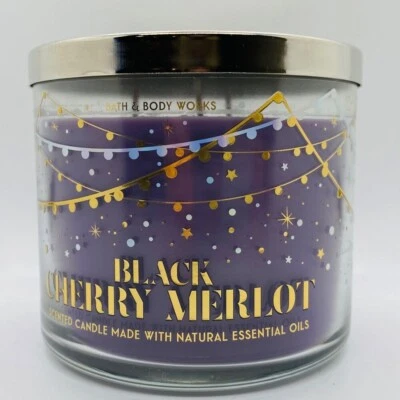 Bath & Body Works "BLACK CHERRY MERLOT" 3 Mechas Vela 14.5oz NUEVO Foto 1 de 2