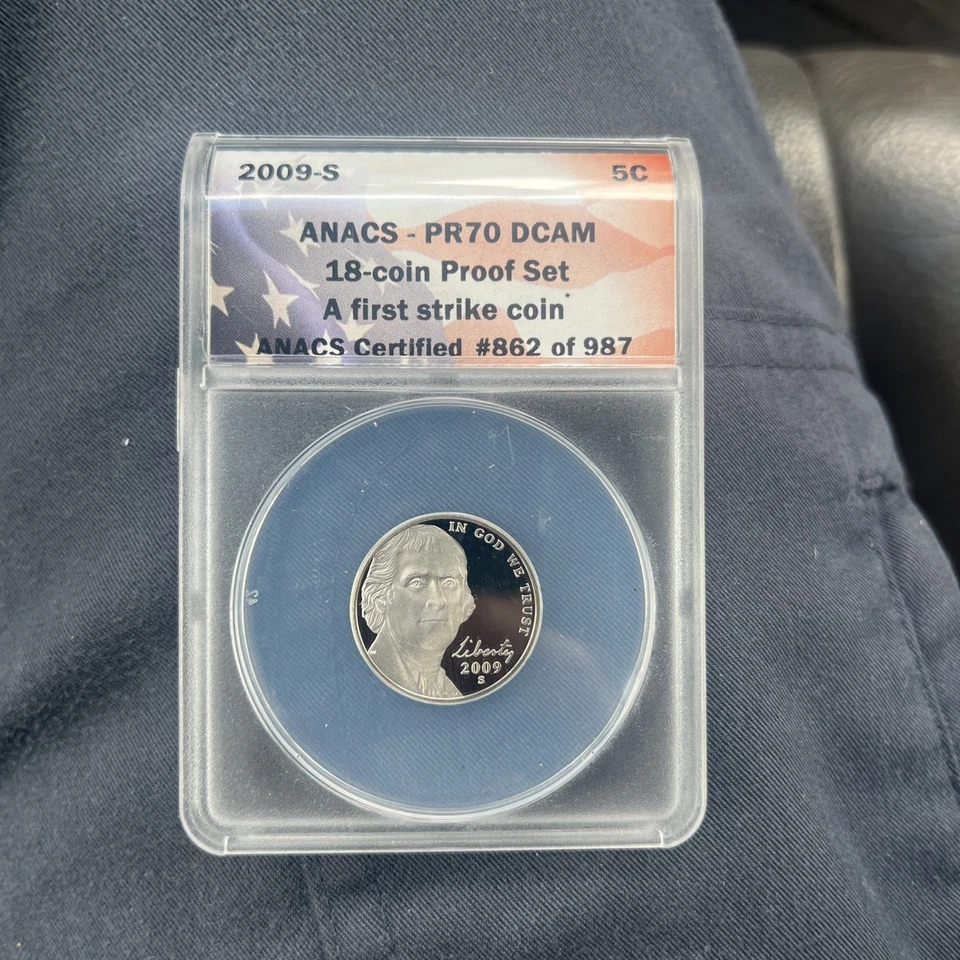 2009 S ANACS PR70DCAM Jefferson Nickel 5c Coin First strike - Image 1 of 1