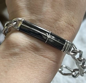 ARMANI EXCHANG Modern Unisex Bracelet Signed Onyx? Stainless Steel - Picture 1 of 6