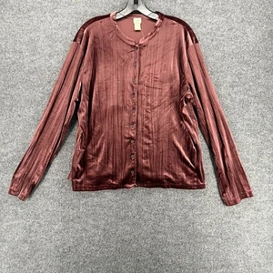 Top vintage J Jill XL púrpura terciopelo crujiente abotonado hada grunge vacaciones otoño - Imagen 1 de 7