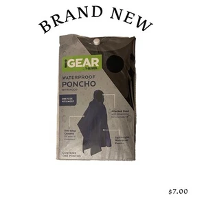 IGear Waterproof Poncho/Hood- Unisex-one Size- Black-New - Picture 1 of 3