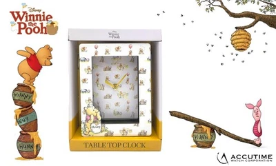 Disney Winnie the Pooh Rectangular 6" x 8" Blanco Reloj Analógico de Mesa - NUEVO Foto 1 de 4