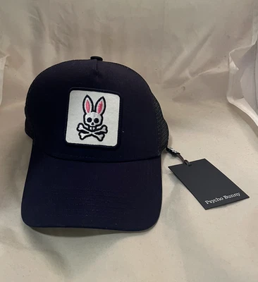 PSYCHO BUNNY MENS BRAND NEW PATCH BOLD DAD TRUCKER HAT BLUE O/S - Image 1 of 4