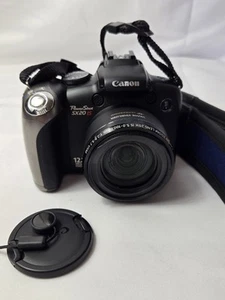 Canon PowerShot SX20 IS 12.1MP Black Digital Camera With Strap Tested Works - Picture 1 of 3