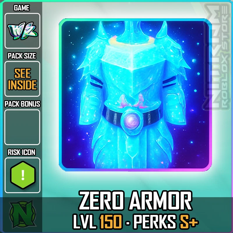 ZERO WEAPON AND ARMOR World Zero WZ - ZERO ARMOR - LVL 150 - S+ PERKS