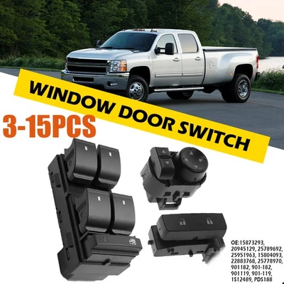 Espejo de bloqueo de puerta de ventana de control de interruptor para GMC Sierra 3500 HD 2007-2014 3-15x Foto 1 de 4