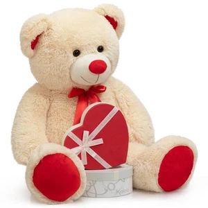Riesiger Teddybär Stofftier Riesen Teddybär Plüsch mit rotem Band Schleife Tag... - Bild 1 von 8