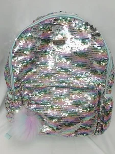 New Justice Flip Sequins School Backpack Blue Pink Silver - Picture 1 of 5