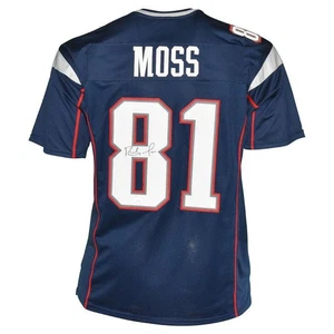 Randy Moss Signed New England Blue Football Jersey (BECKETT ) - Picture 1 of 3