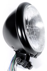 5¾" Scheinwerfer Schwarz H4  Bates Style für Harley Suzuki Universal ECE - Picture 1 of 5