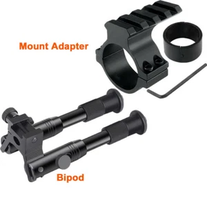 6 Inch Tactical Rifle Bipod Adjustable Spring Return with 25/30mm Rail Adapter - Picture 1 of 36
