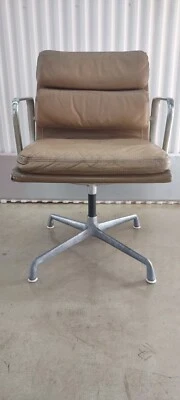 SILLA LATERAL DE OFICINA VINTAGE HERMAN MILLER EAMES CUERO ALMOHADILLA SUAVE GRUPO Foto 1 de 4