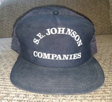 NEW ERA Blue S.E Johnson companies Trucker Strapback Hat BASEBALL CAP MESH PROMO