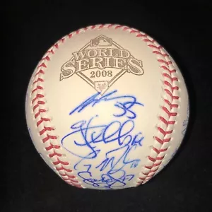 2008 World Series Philadelphia Phillies Signed Rawlings Baseball Hamels Lidge - Picture 1 of 6