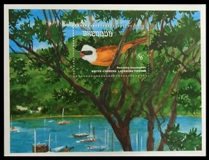 128.GRENADA STAMP M/S BIRDS (WHITE-CRESTED LAUGHING THRUSH) . MNH - Picture 1 of 1