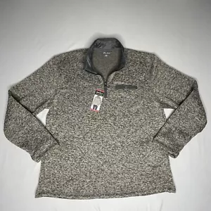 Maglione in pile Eddie Bauer da uomo XL marrone bottone anteriore 1/4 pullover cerniera NUOVO - Foto 1 di 11