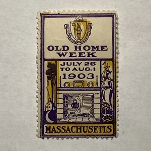 MASSIVE COLOR SHIFT ERROR 1903 MASSACHUSETTS OLD HOME WEEK POSTER STAMP - Picture 1 of 2