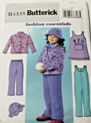 Butterick 4335 Girls Jacket, Jumper, Jumpsuit, Pants & Hat Sewing Pattern 6-7-8 - Image 1 of 2