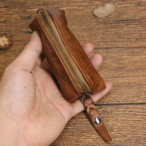Llavero Coche Cuero Genuino Llavero Hombres Mujeres Porta Llaveros Cartera Estuche Mini Bolso - Imagen 1 de 9