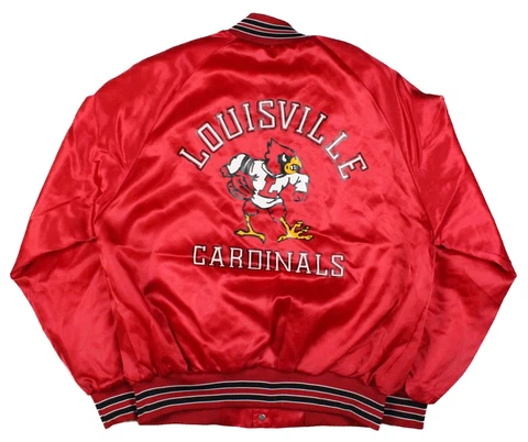 Louisville Cardinals Vintage Chalk Line Satin Snap Bomber Jacket Large 80's-90's Cover