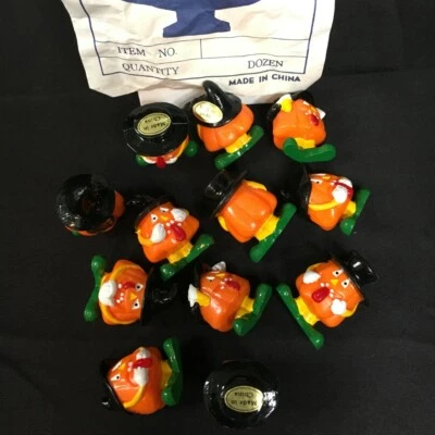 12 Vintage Parrish's HALLOWEEN PUMPKINS Jack O' Lantern Cupcake Toppers Dúzia - Imagem 1 de 3